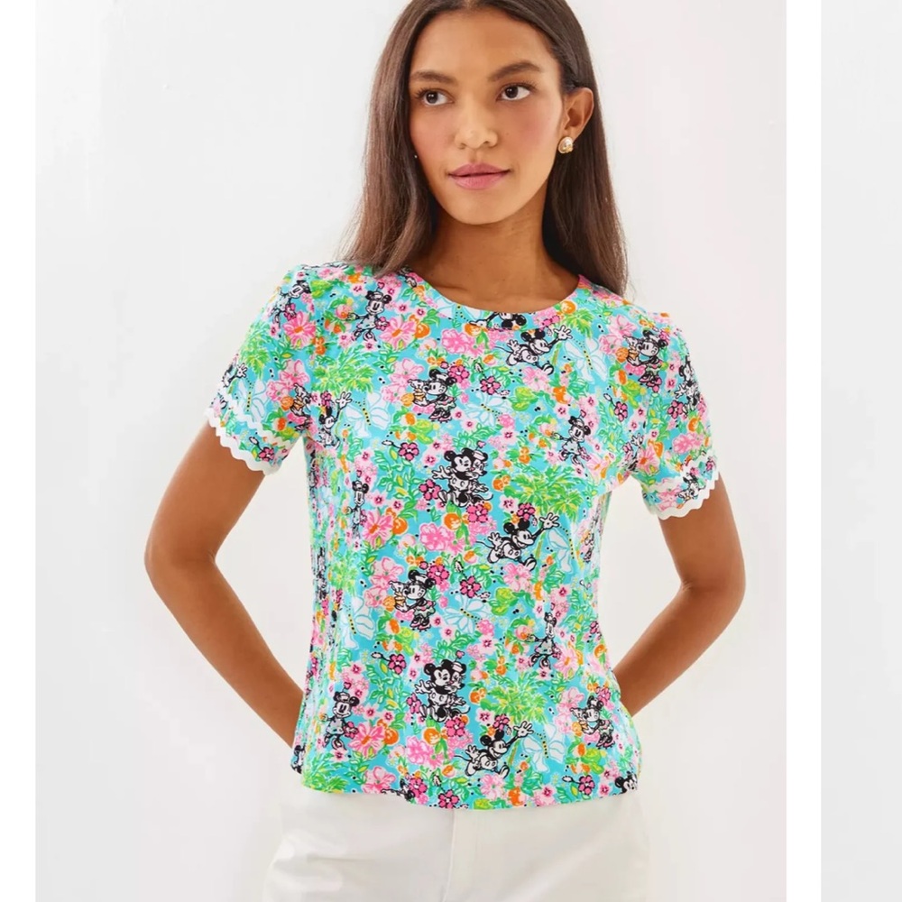 DISNEY X Lilly Pulitzer Limited Edition Women's Mickey Minnie Claremont Trim Top - Picture 5 of 6